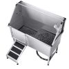 Stainless Steel Dog Washing Station, 62 inch Pet Grooming Tub w/ Ramp, PE Water Filter Board