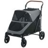 Dog Stroller for Large Dogs Up to 66 LBS with All-Terrain Spring Suspension, 8-Position Adjustable Handle, Gray