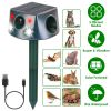 Solar & Type-C Rechargeable Animal Repeller - 3 Modes Ultrasonic+Buzzer+Vibration, IP66 Waterproof, 2200mAh Battery