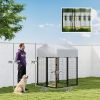 Outdoor Dog Kennel with Roof, 4' x 4' x 6' Heavy Duty Welded Wire Dog Playpen Enclosure with Escape-proof Lock