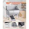 Stainless Steel Dog Washing Station, 62 inch Pet Grooming Tub w/ Ramp, PE Water Filter Board