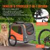 Dog Bike Trailer, Supports up to 66 lbs, 2-in-1 Pet Stroller Cart Bicycle Carrier, Easy Folding Cart Frame with Quick Release Wheels
