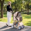 4 Wheel Pet Stroller for Small Dogs Cats up to 33 LBS