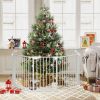 8-Panel Extra Wide Baby Gate Adjustable Pet Safety Fence with Auto-close Door