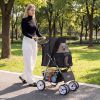 4 Wheel Pet Stroller for Small Dogs Cats up to 33 LBS