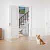 8-Panel Extra Wide Baby Gate Adjustable Pet Safety Fence with Auto-close Door